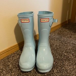 Tiffany Blue Glossy Hunter Boots